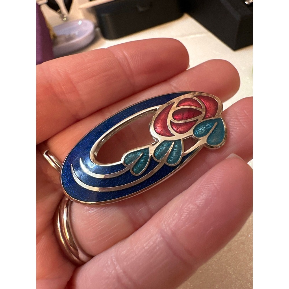 Vintage Sea Gems "Glasgow Rose" Enamel Brooch - Mid-Century Modern